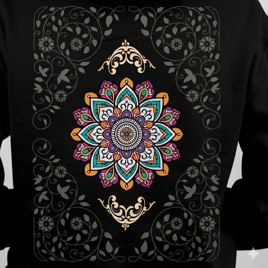 Elyair's Serenity Mandala Art Oversized Drop Shoulder Hoodie