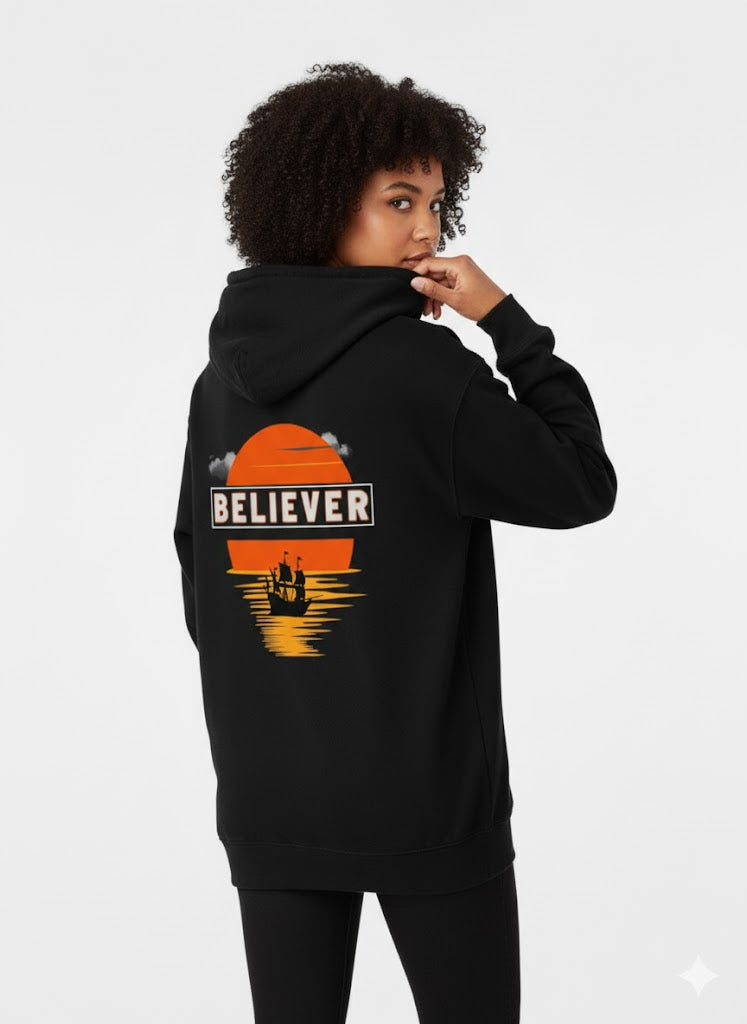 Elyair's Beliver Black Female Hoodie