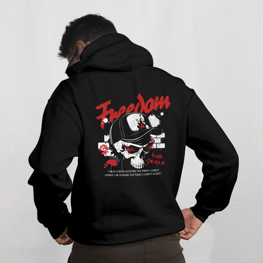 Elyair's Men's Freedom Skul Oversized Hoodie | Drop Shoulder Cotton
