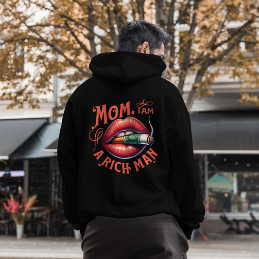 'Mom, I Am A Rich Man' Oversized Drop Shoulder Graphic  Hoodie