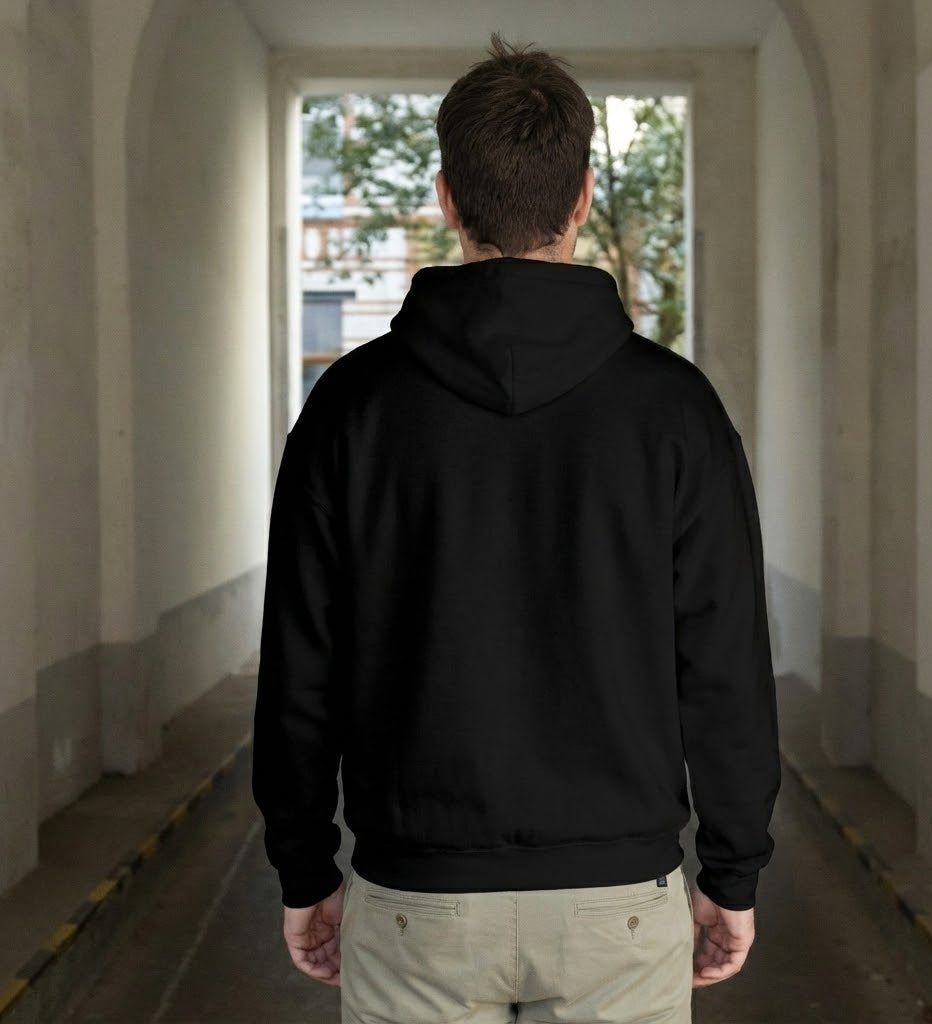 Solitude Graphic Hoodie | Red & Black Oversized Cotton Blend Sweatshirt