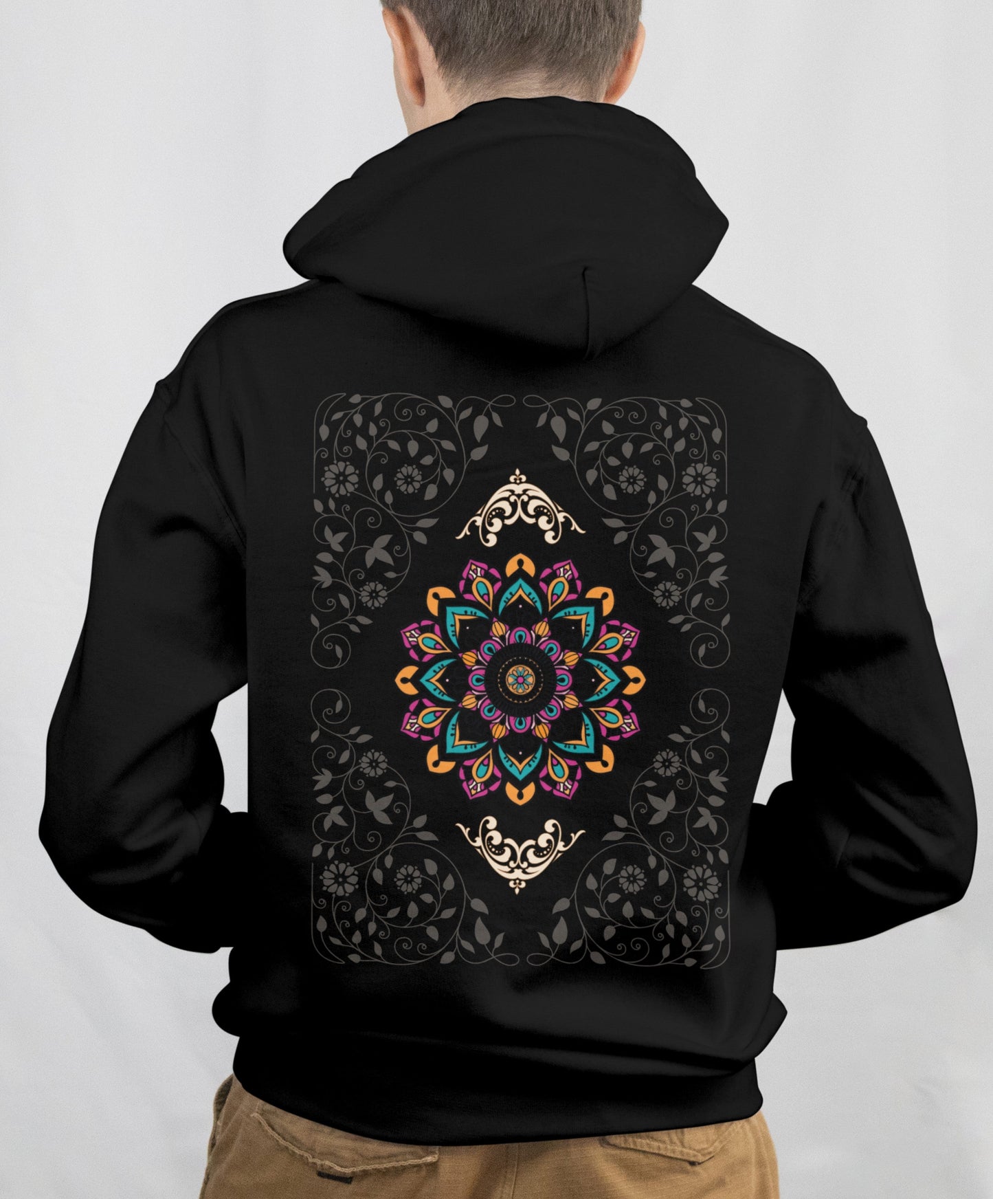 Elyair's Serenity Mandala Art Oversized Drop Shoulder Hoodie